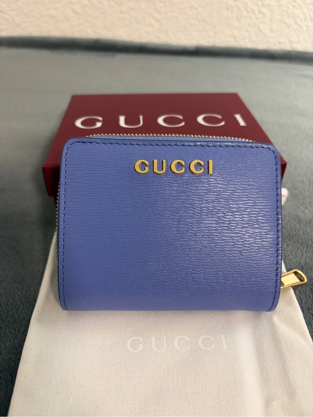 Brand New Gucci Script Mini Bifold Compact Wallet Bloom Lavendar - Picture 11 of 12